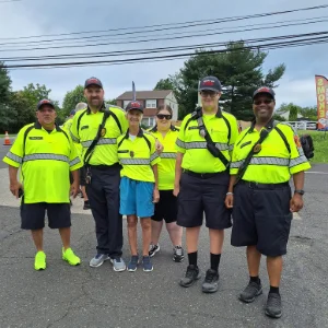 The volunteer firefighters posing for a group photo