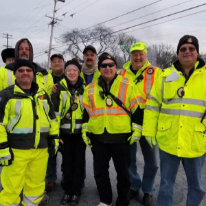 The volunteer firefighters posing for a group photo